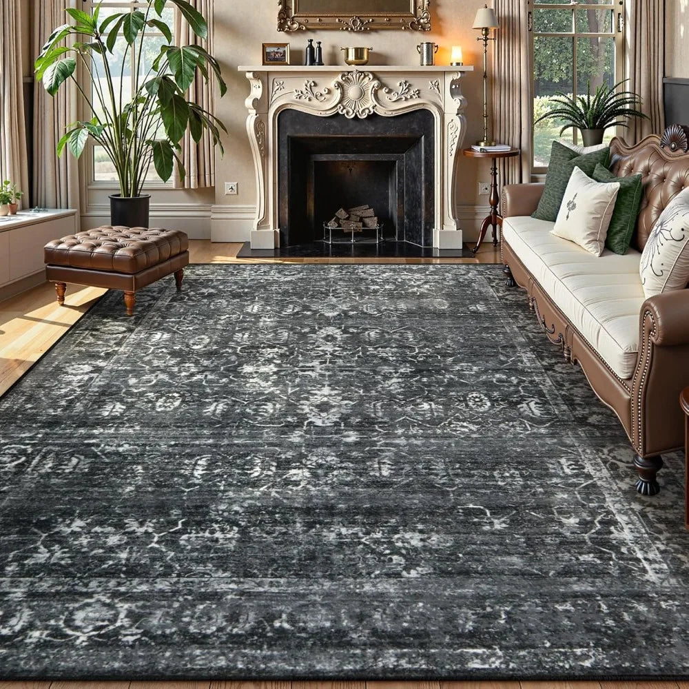 9x12 Soft Distressed Black Boho