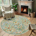 6x6 Circle Grass Green Washable Floral