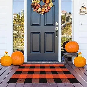 8x10 Grey/White Check Washable Indoor/Outdoor