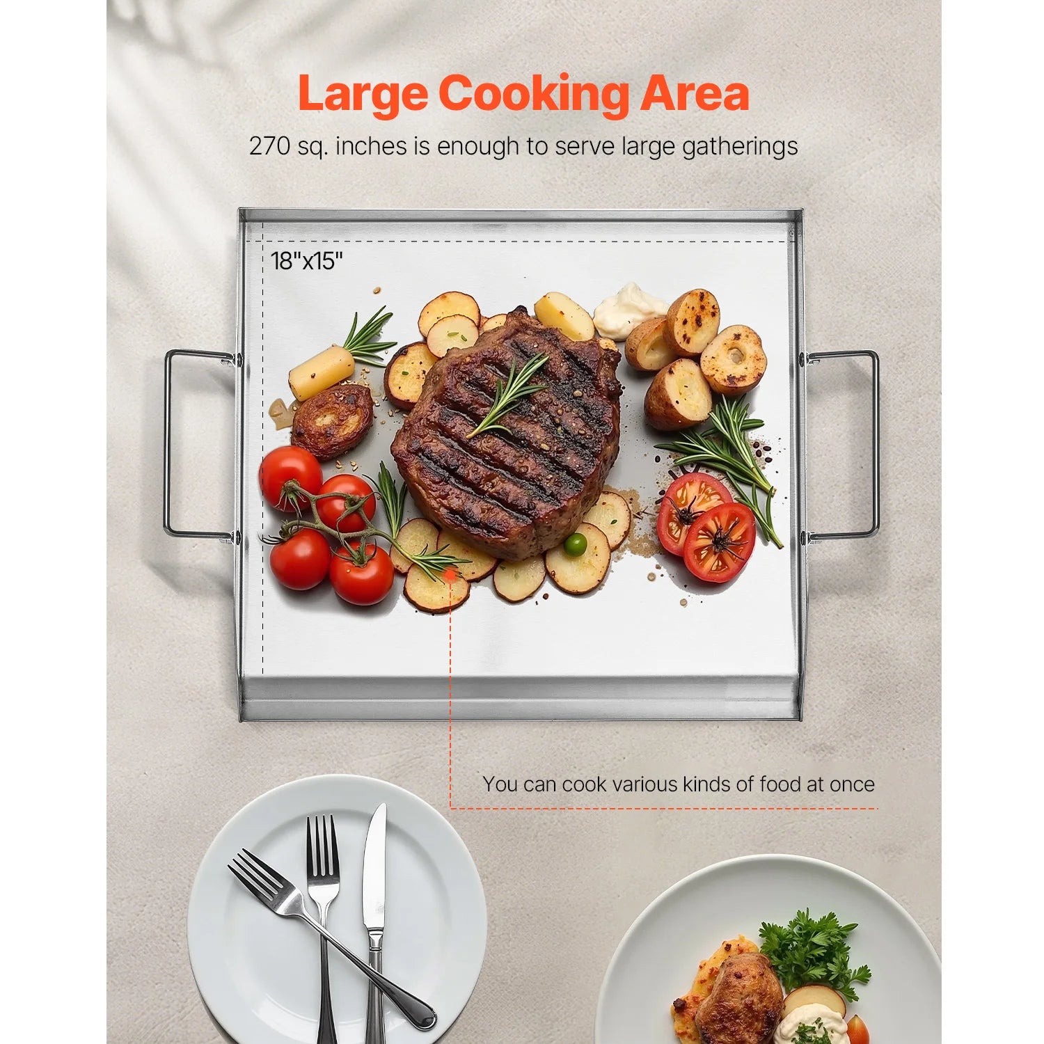 Stainless Griddle Flat Top Rectangular Plate Gas