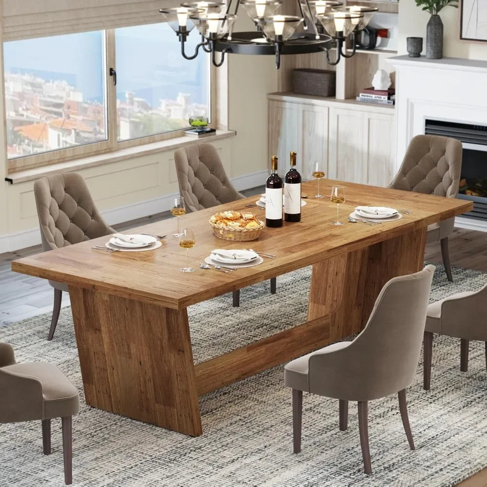 70.87"  Large Wooden for 6-8 People Rectangular Farmhouse
