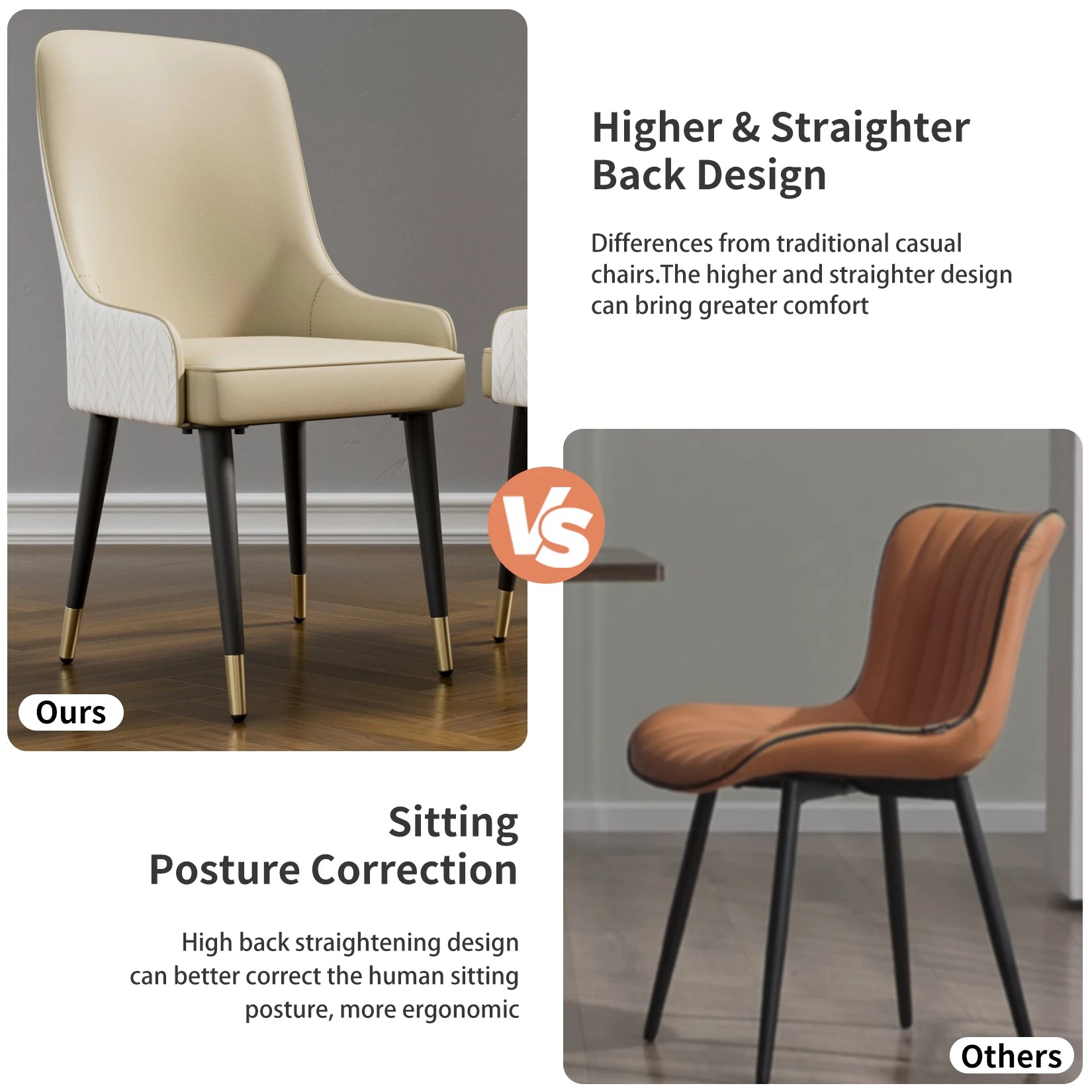 Modern PU Leather 2 Dining Chairs