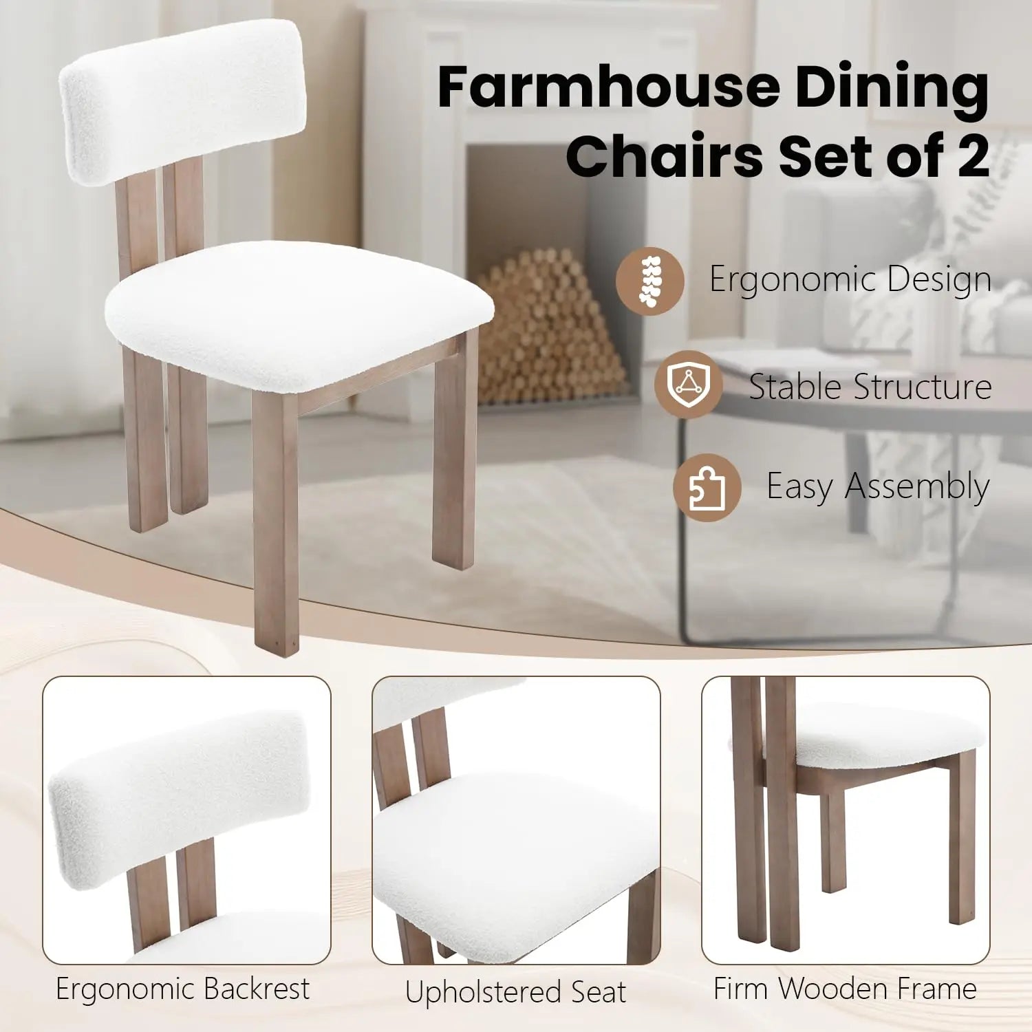 4 Farmhouse Linen Curved Back