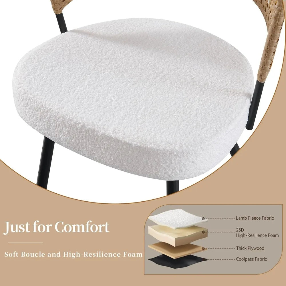 4 Rattan Metal Legs Upholstered