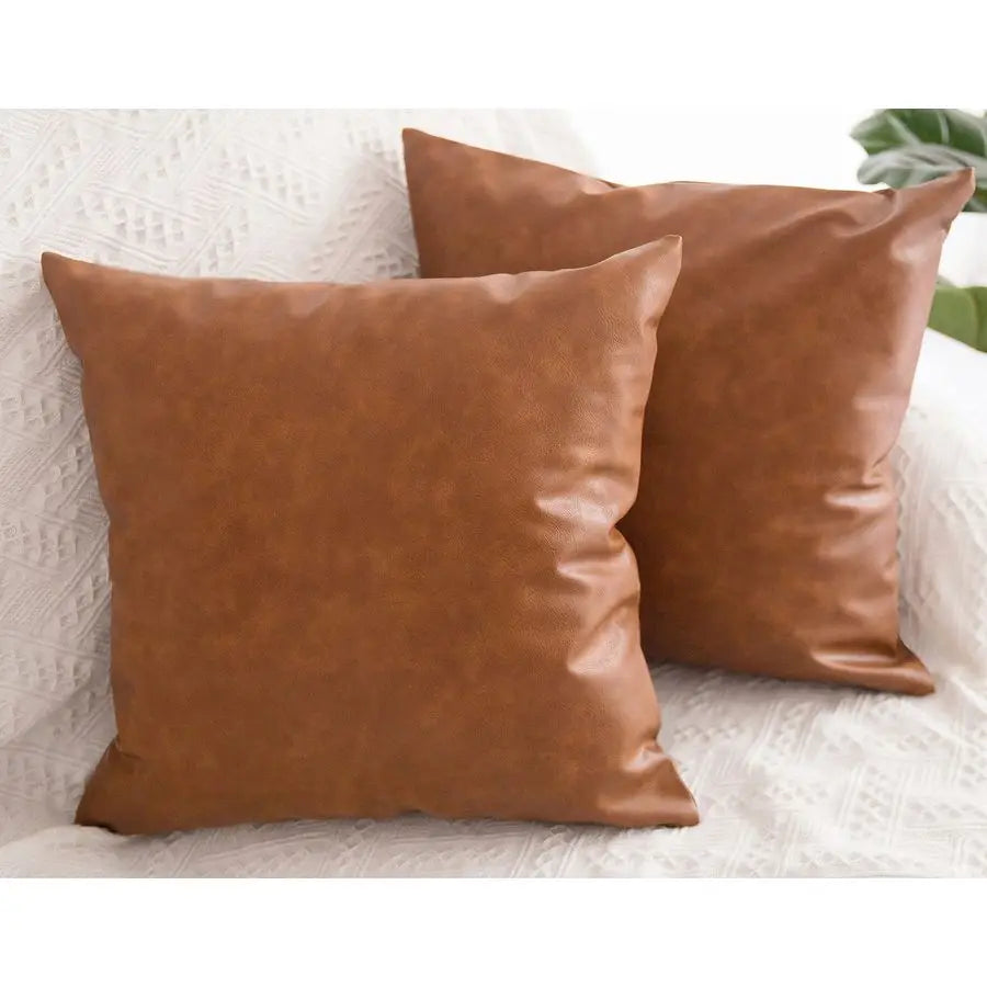 2 Leather Pillow Covers 22x22