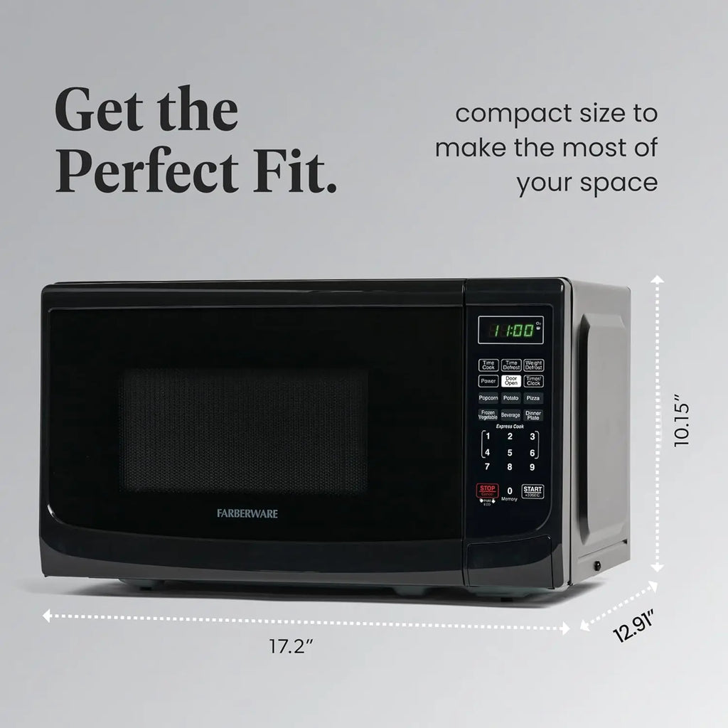 Compact 0.7 CF Microwave, 700 Watts, Black
