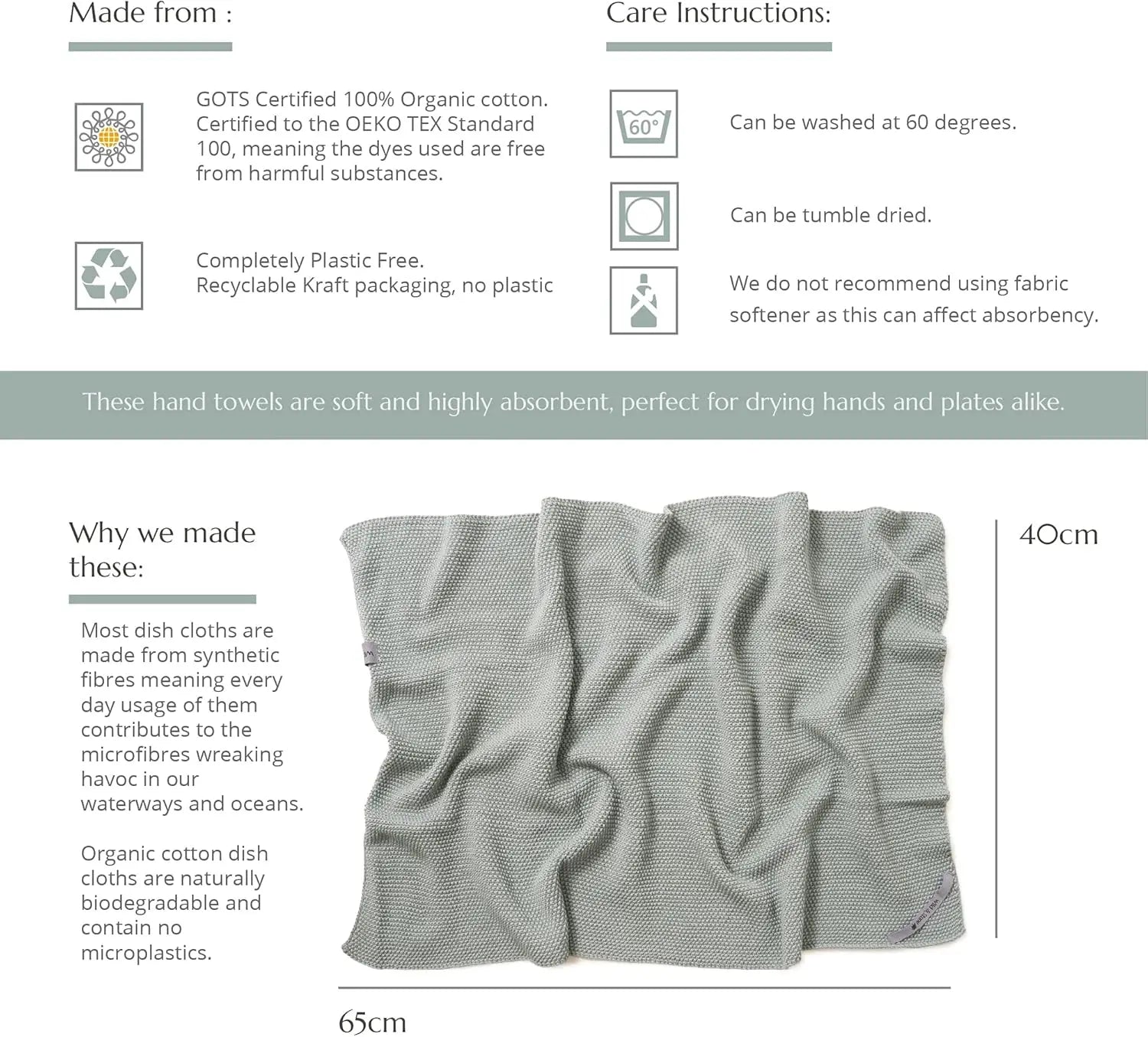 Organic Cotton Kitchen Dish Towels 2