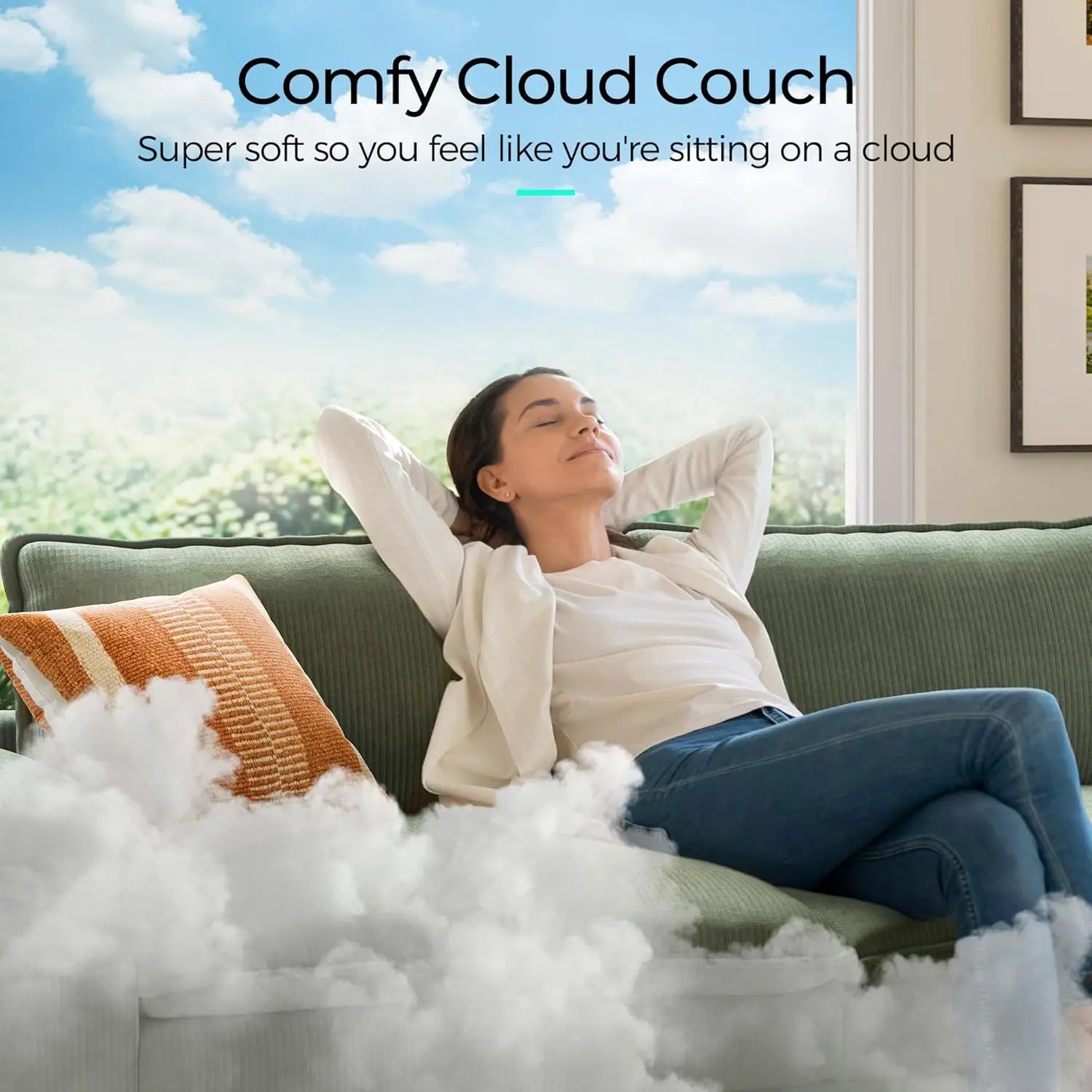 123'' Modular Sectional Green Corduroy