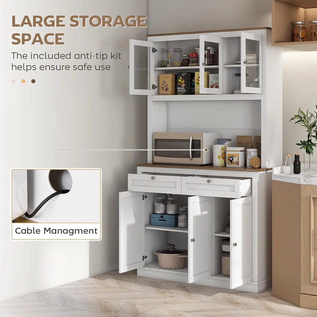71" Kitchen Pantry Cabine, Microwave Stand, 2 Drawers
