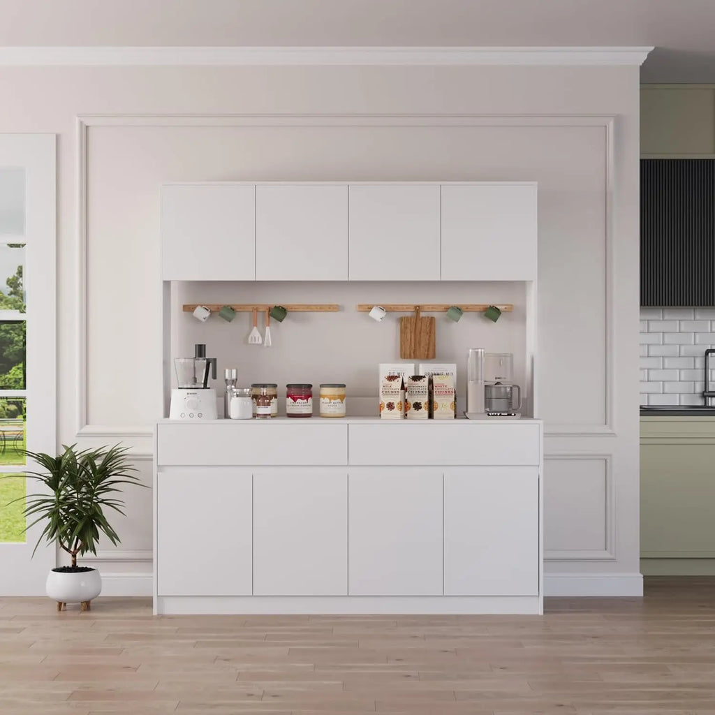 70.87" H Large Pantry Cabinet W/MW Countertop