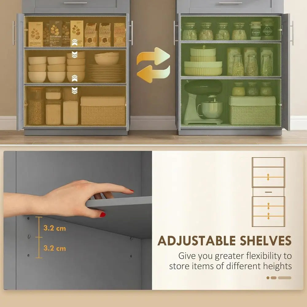 72"T Pantry Cabinet 4 Doors & 3 Adjustable Shelves