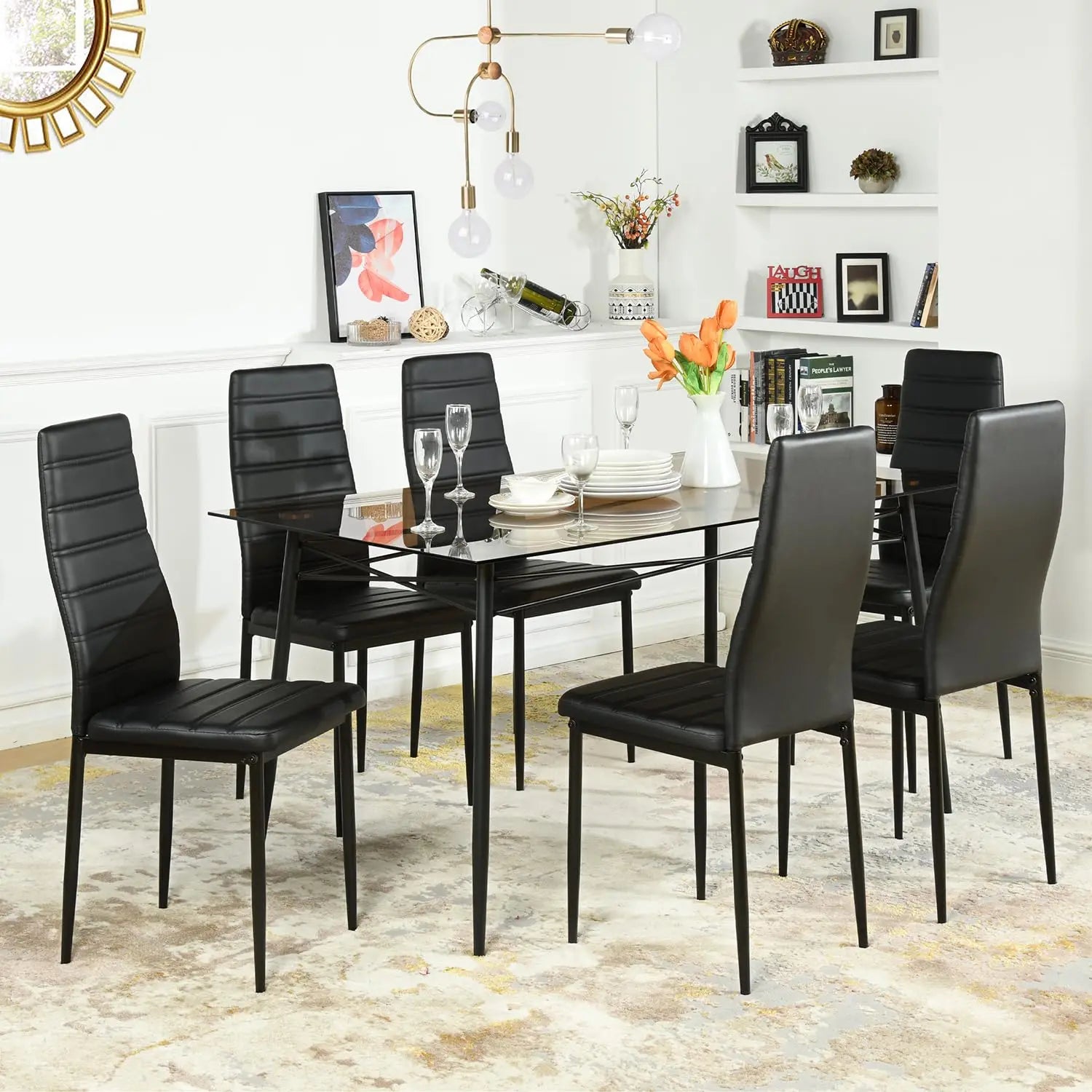 6 Faux Leather Armless Modern