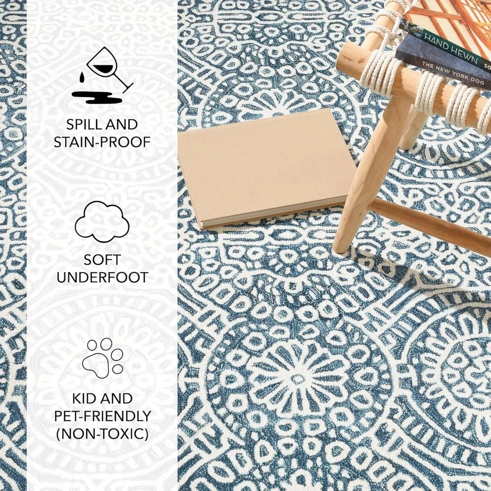 4x6 Geometric Blue Washable