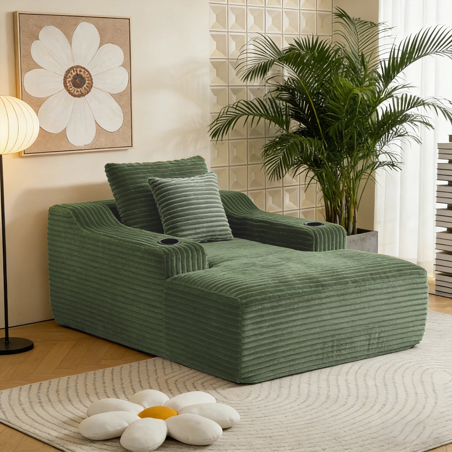 67'' Corduroy Chaise Lounge