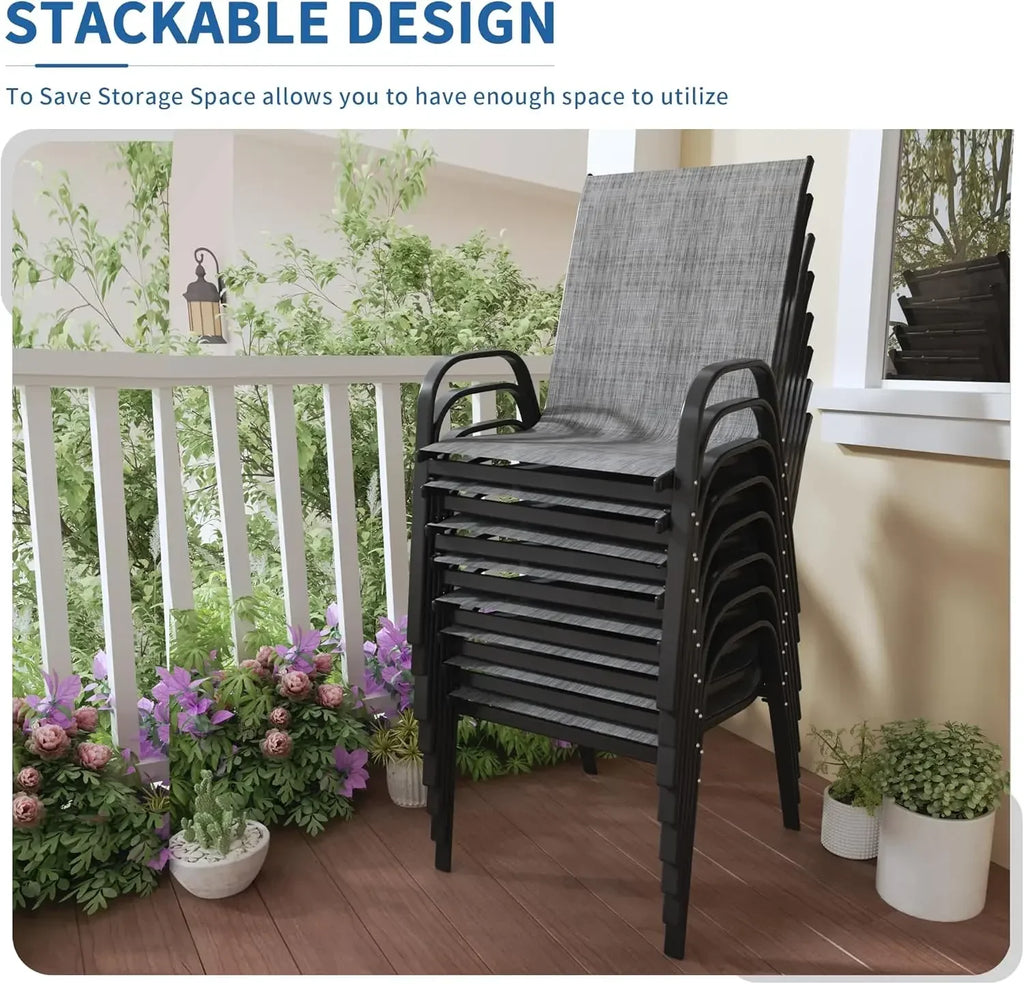 8 Patio Chairs Stackable