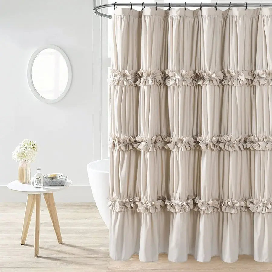 Camel Ruffle Shower Curtain Vintage