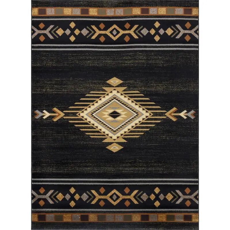 7'10"x10'3" Southwest Black/Tan/Gold