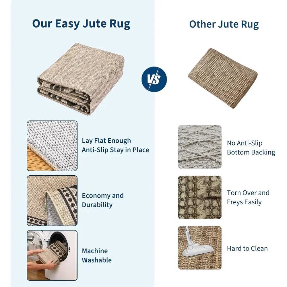 8x10 Natural Jute Washable Indoor/Outdoor