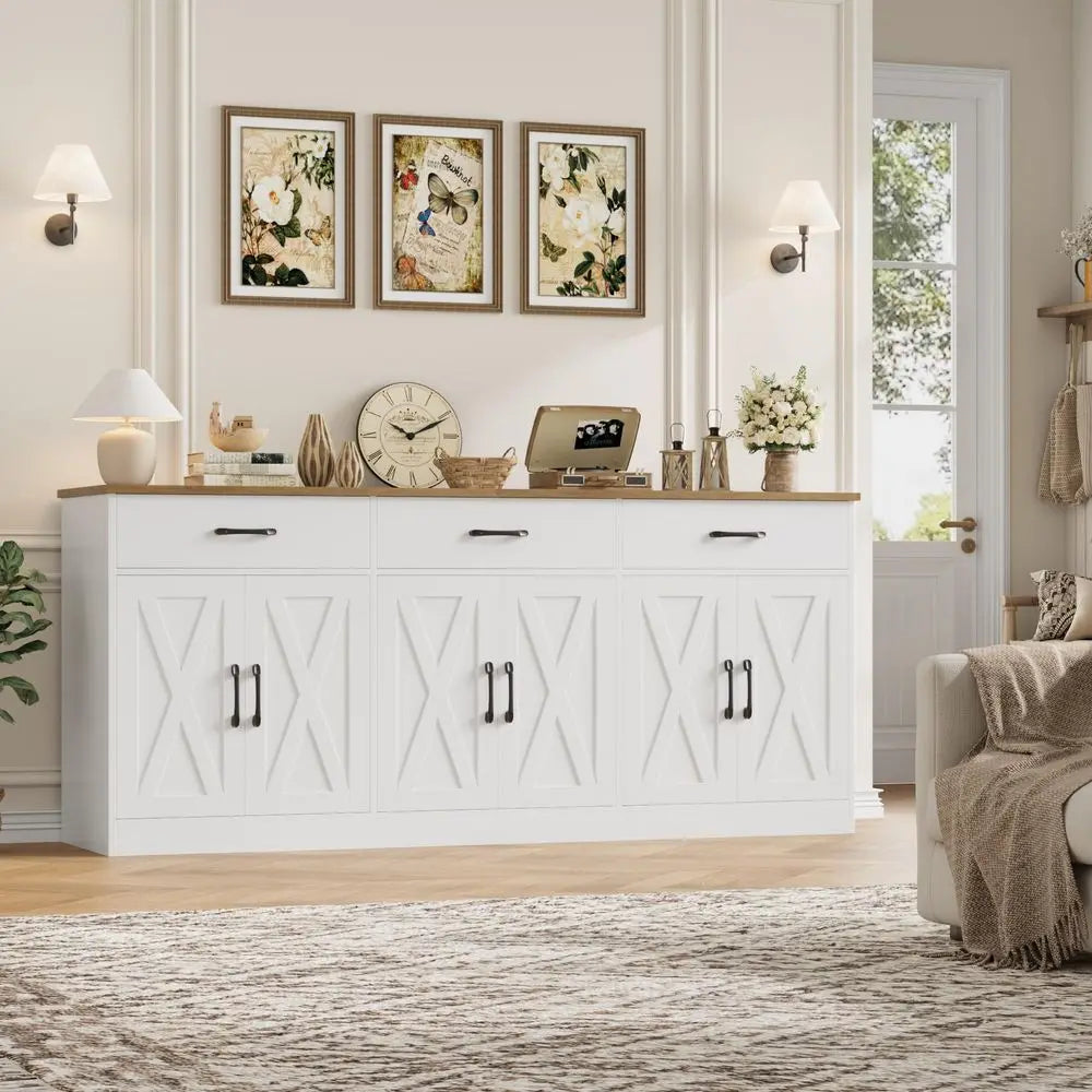 71 Large Sideboard Buffet Cabinet Storage, Farmhouse