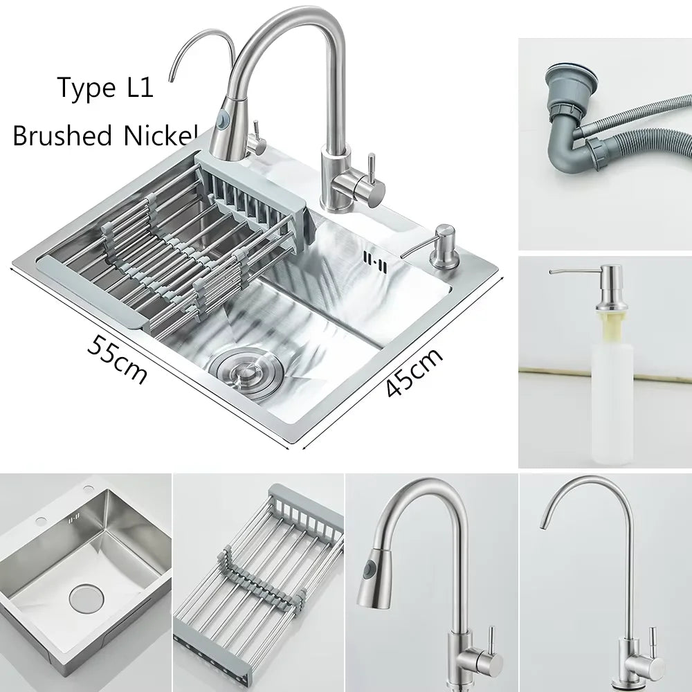 Brushed Nickel Stainless Recessed Taps
