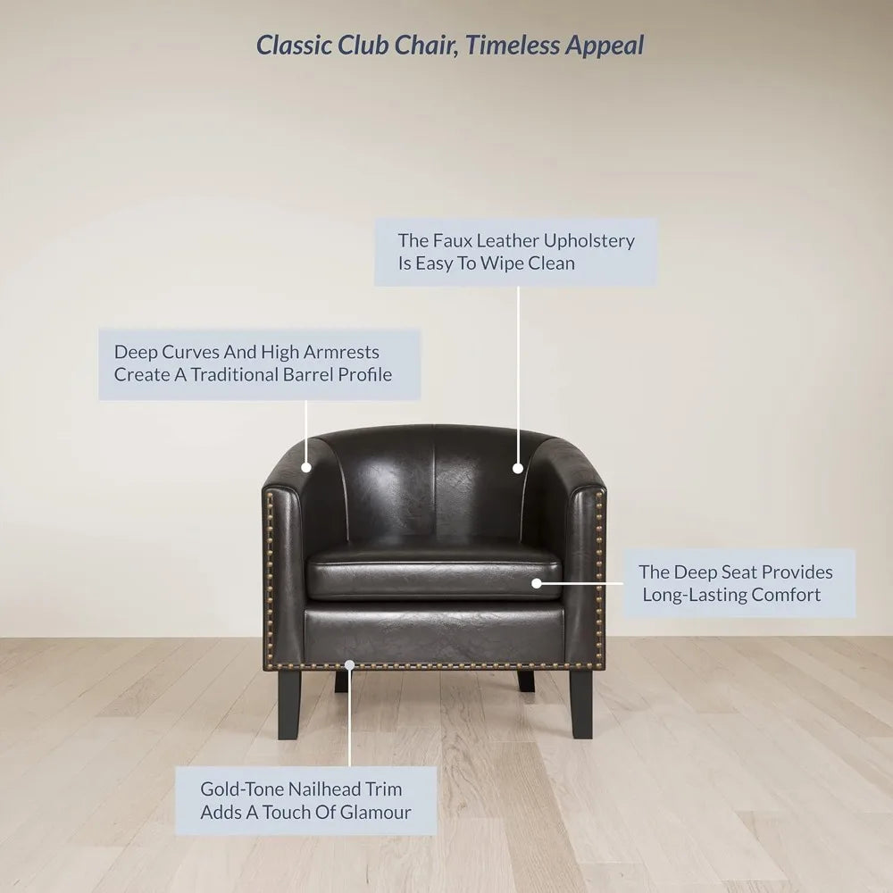 Accent Barrel Chair Faux Leather