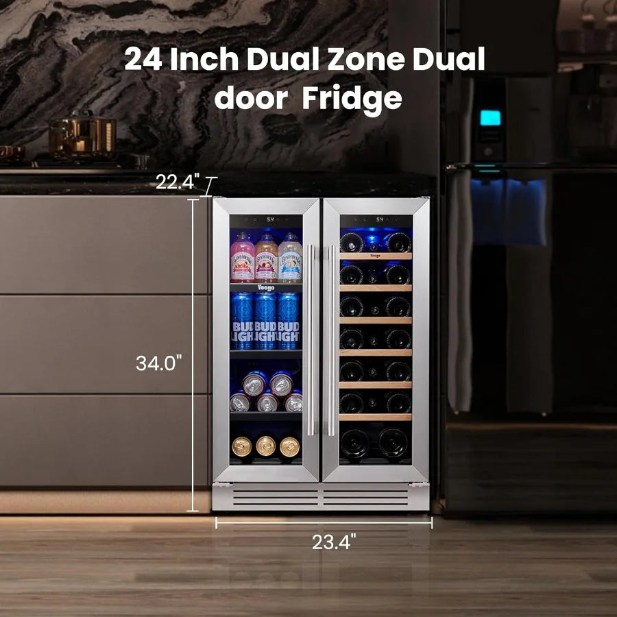 24" Dual Zone Wine/Beverage Refrigerator Glass Door