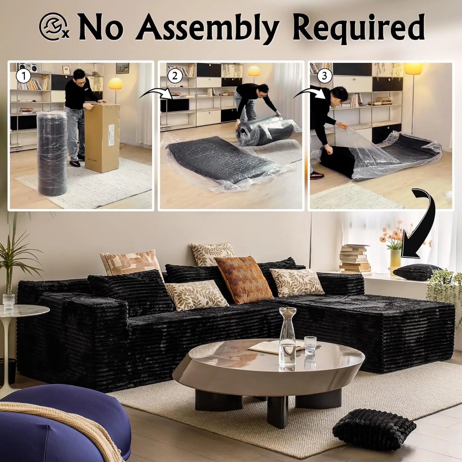 104" Black L-Shape Sectional
