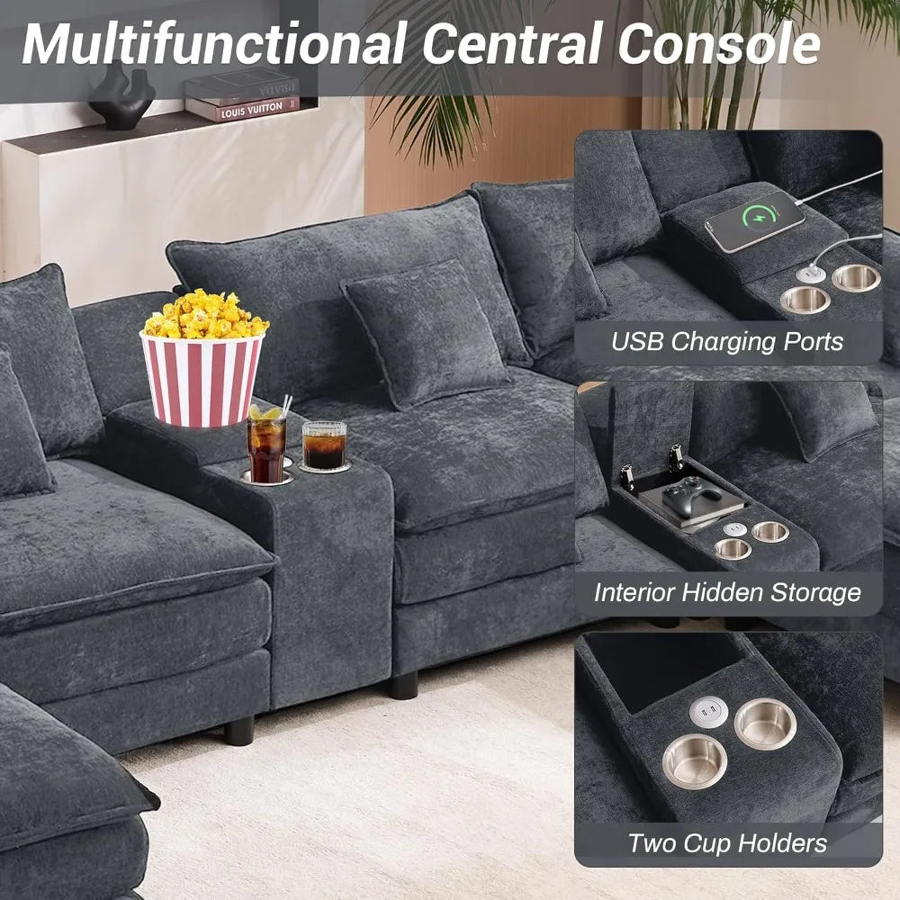 145" Oversized Modular Sectional U-Shaped
