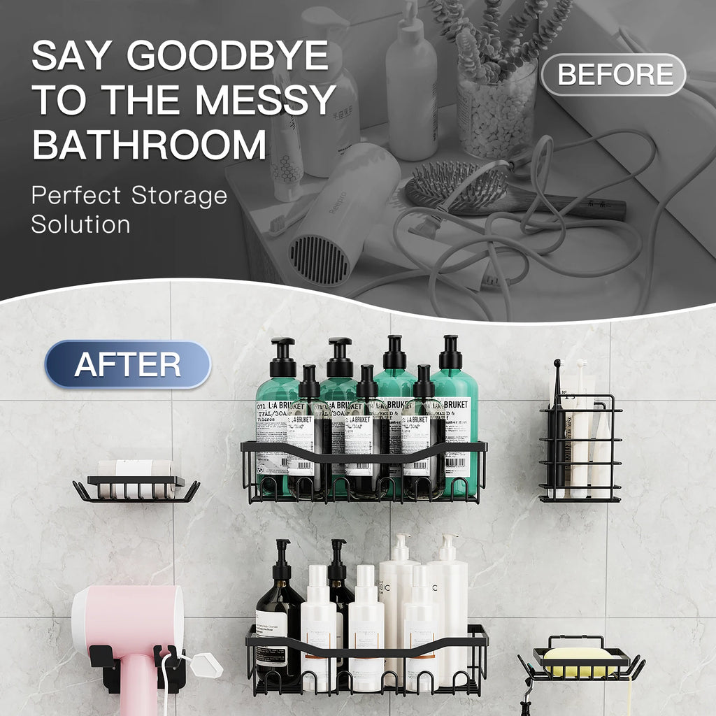 6pcs Stainless Steel Bathroom/Kitchen Shelves