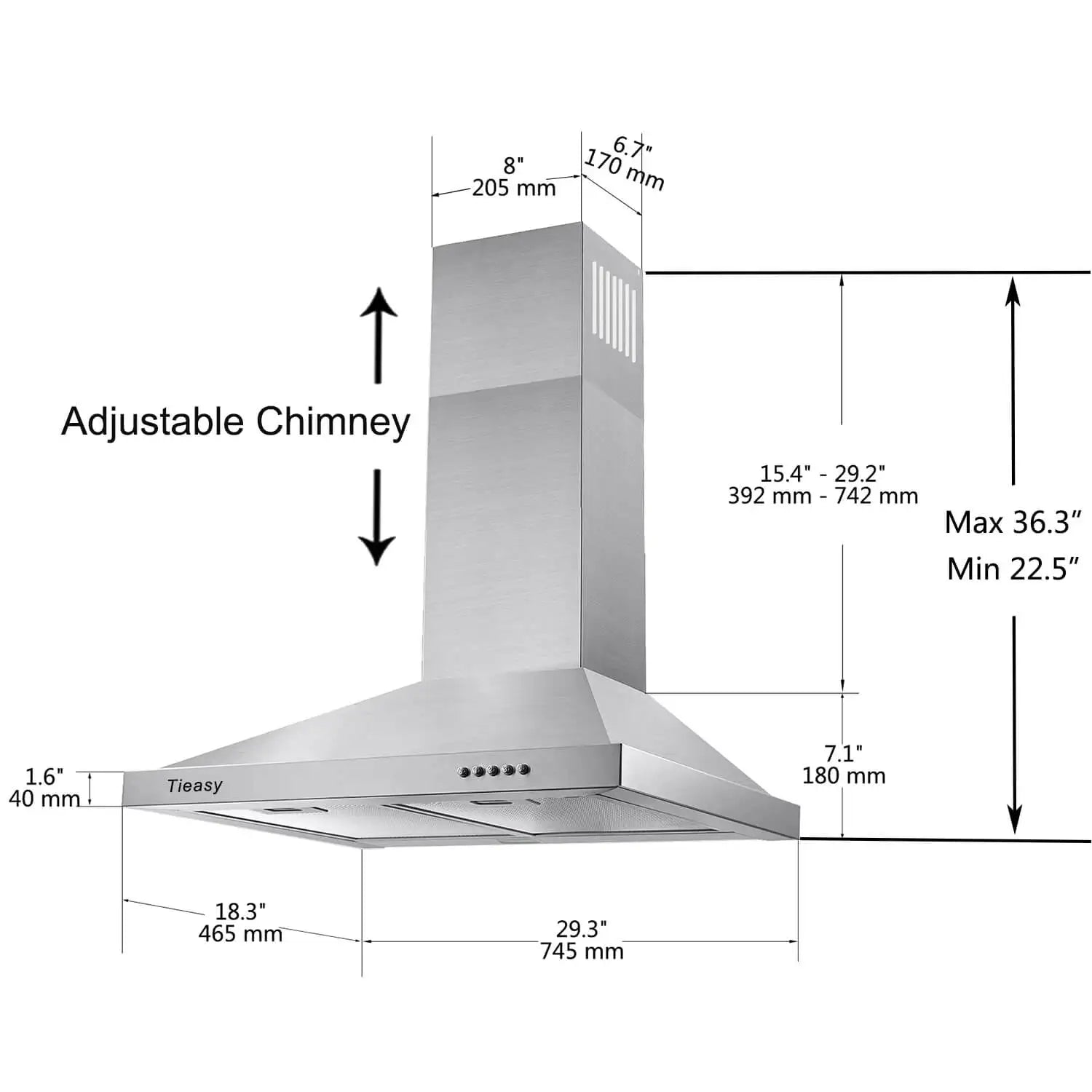 30" Stainless Range Hood 430CFM Wall Mount