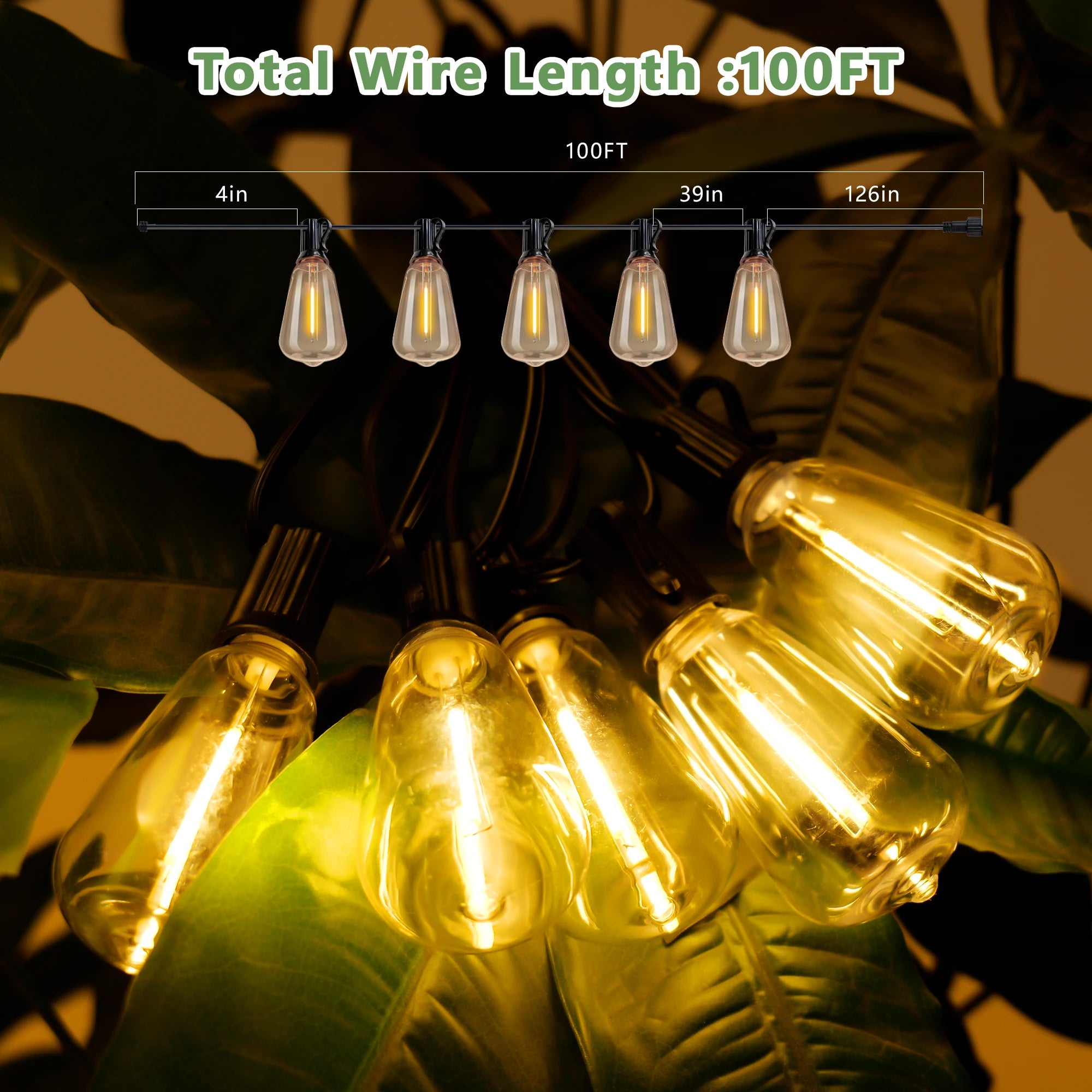 100FT Solar Waterproof String Lights