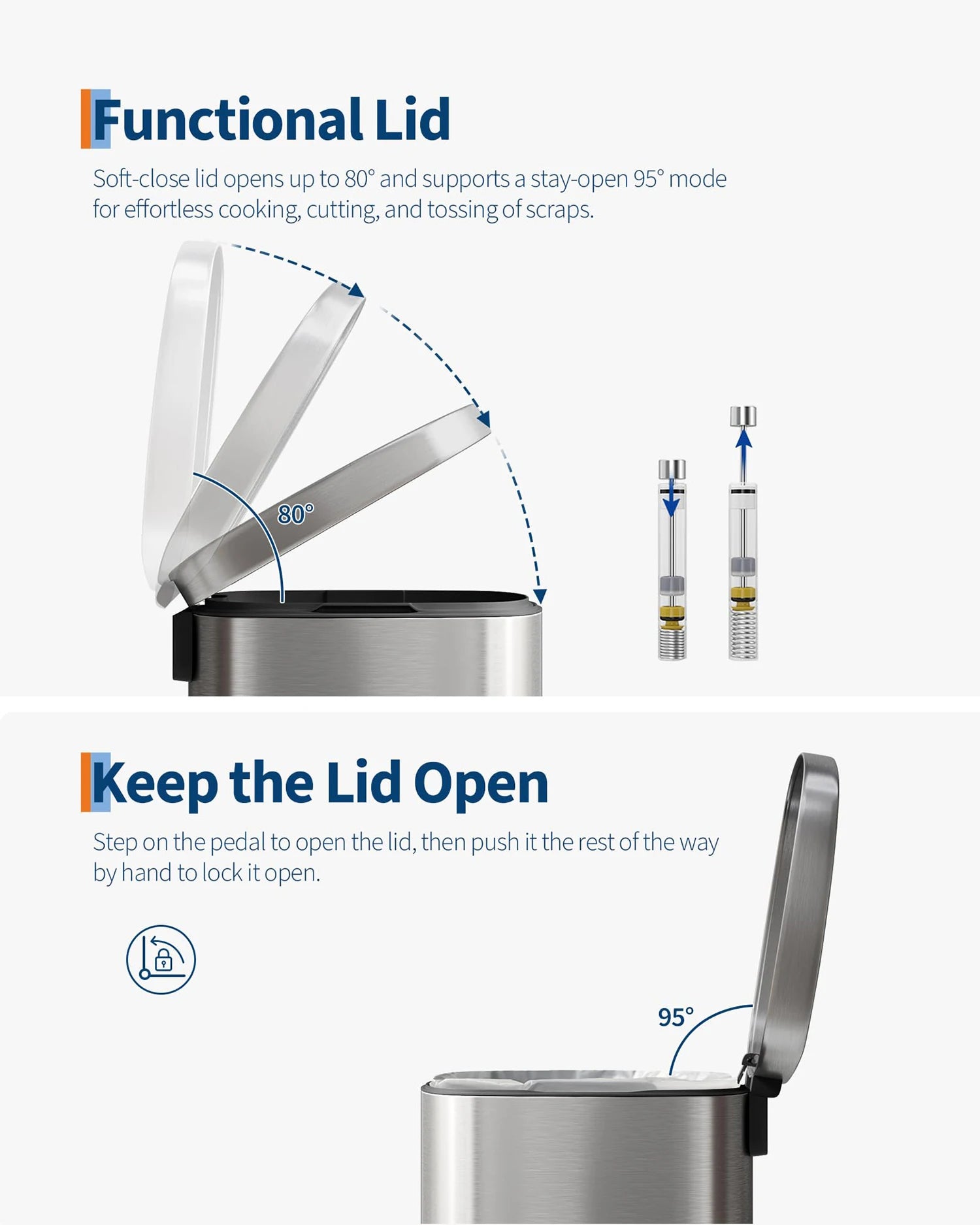 2 pc Step-On Cans 50L+10L Stainless