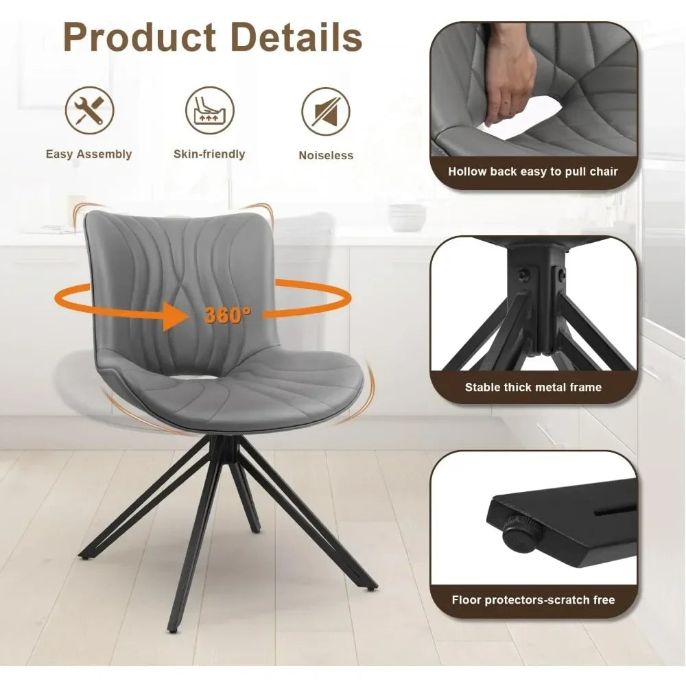 6, 360° Swivel Upholstered Mid-Century Modern