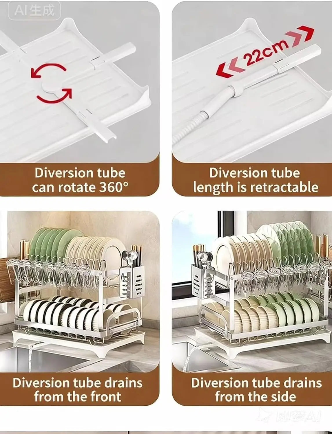 Double Layer Dish Rack, Super Large Stainless