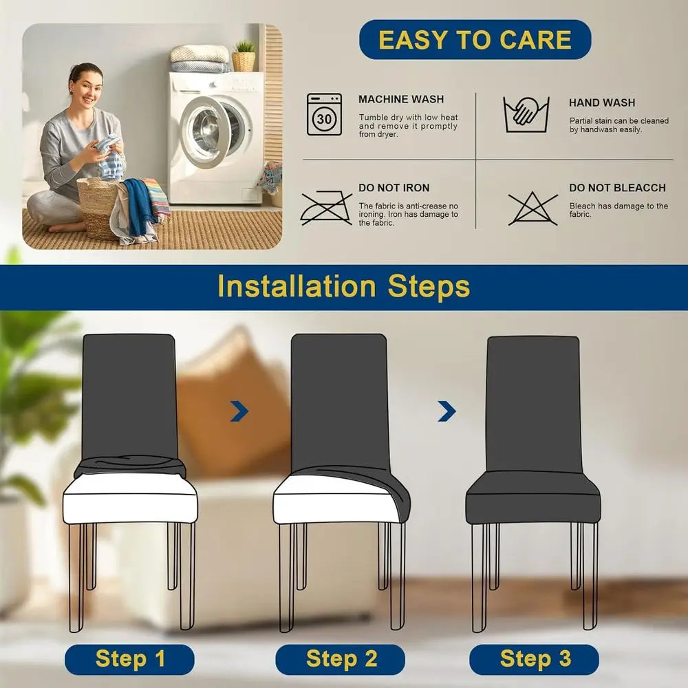 8 Stretchable Washable Chair Covers