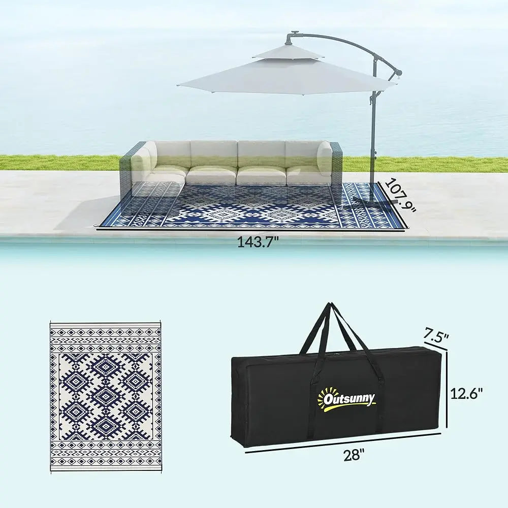 Outdoor Rug for Patio, 9' X 12' Waterproof