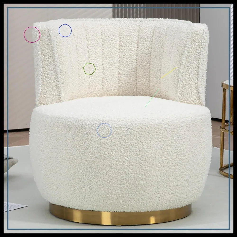 White Swivel Barrel Chair
