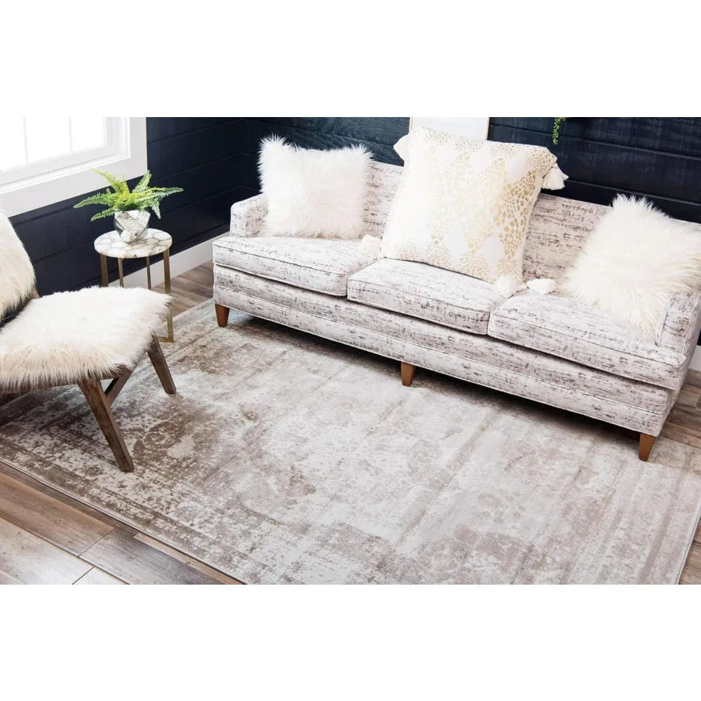 Elegant 7' 1 x 10' Rectangle Light Beige/Ivory