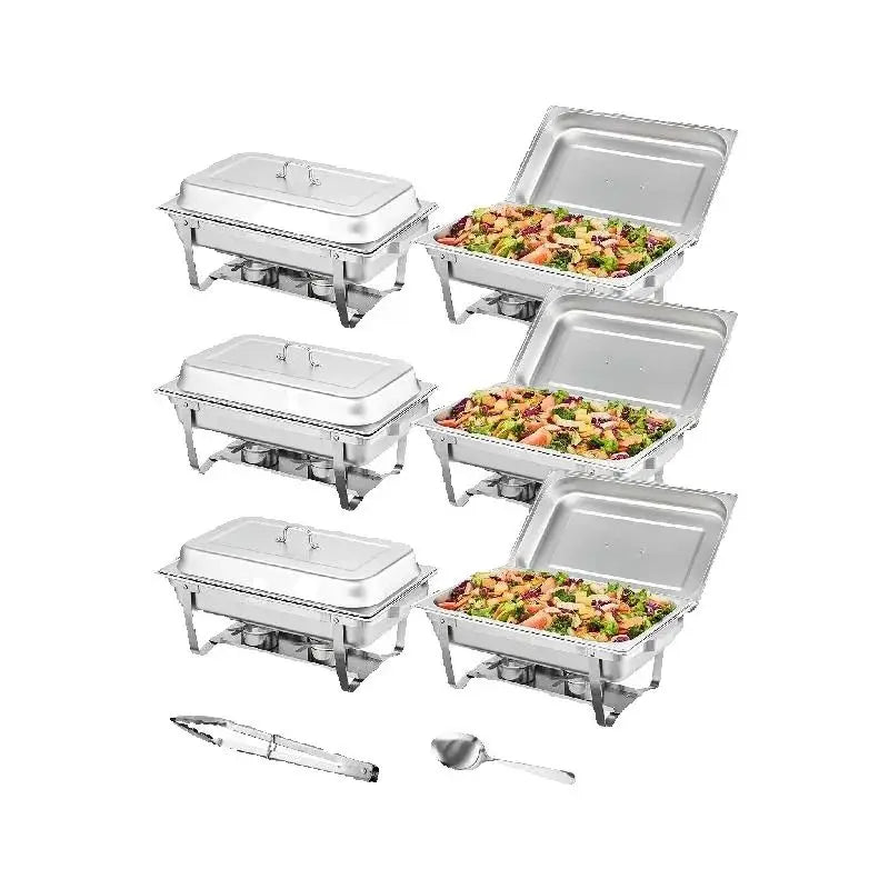 8QT Rectangle Chafing Dish 2/4/6 Packs W/Full Size Pans
