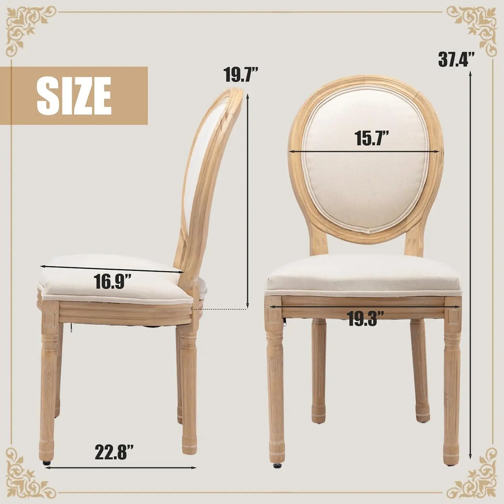 6 French Beige Farmhouse Round Back