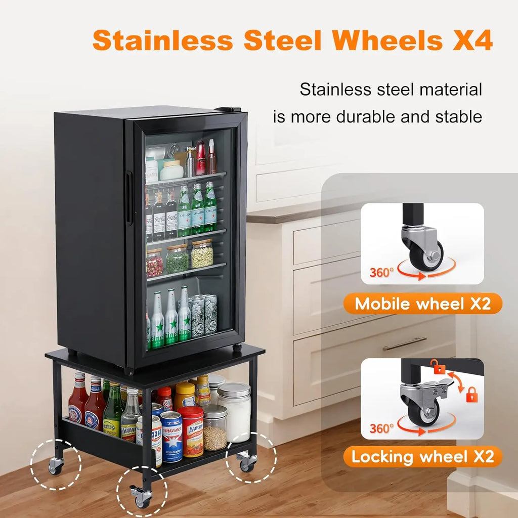 150# Mini Fridge Stand W/Storage/Wheels