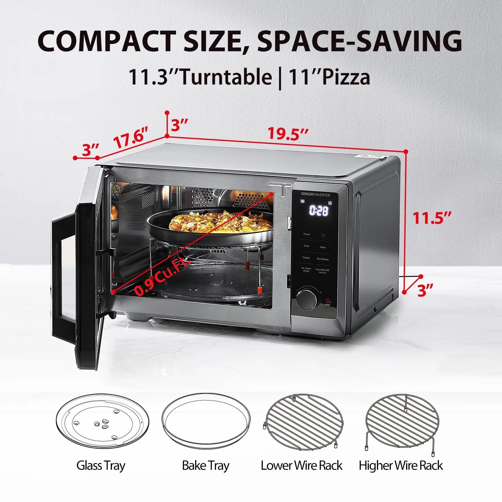 6-in-1 Inverter Microwave, Air Fryer, Broil, Convection,