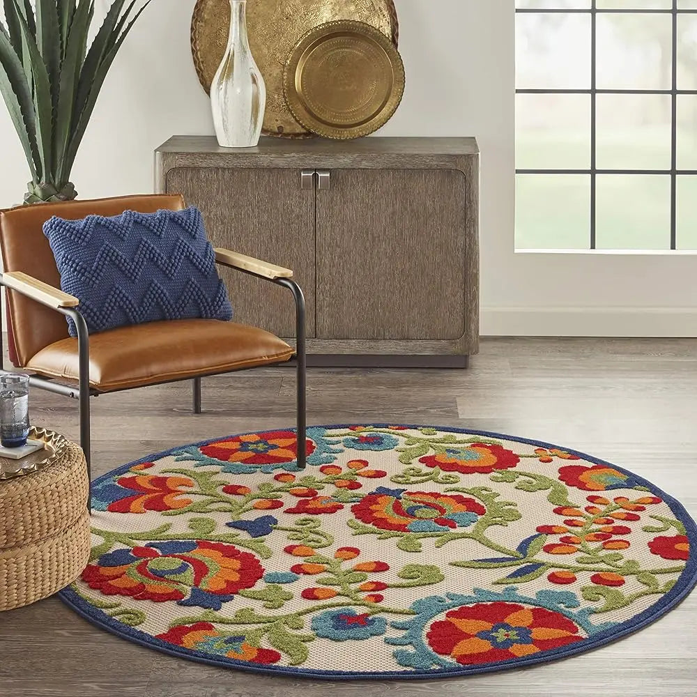 Floral Area Rug, 3'6"" X5'6, Multicolor