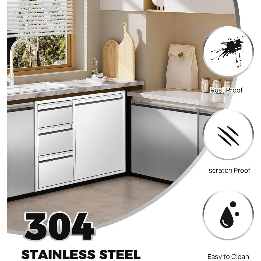 Indoor/Outdoor Tripel Drawer Combo Trash Drawer