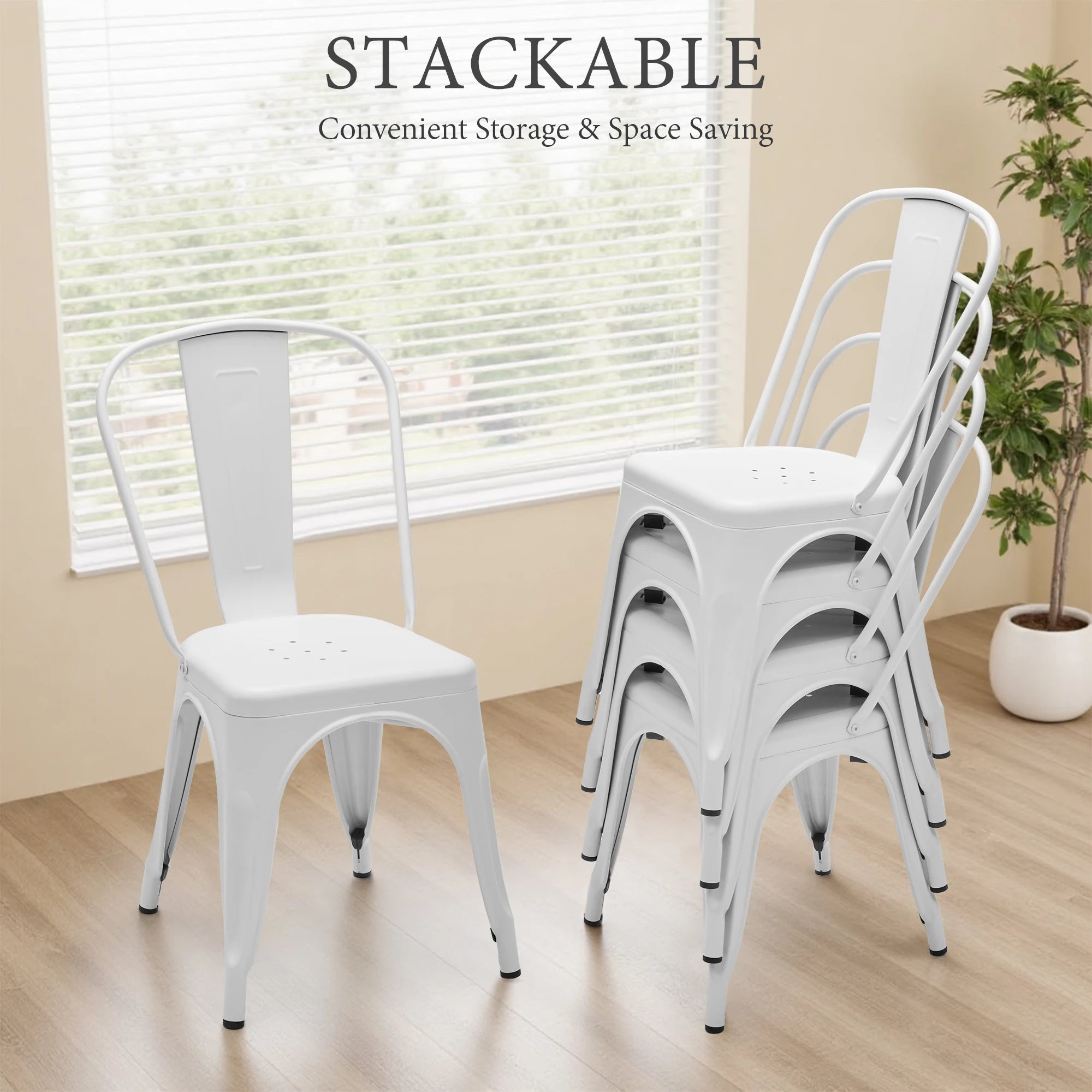 4 Metal Dining Stackable Patio Outdoor