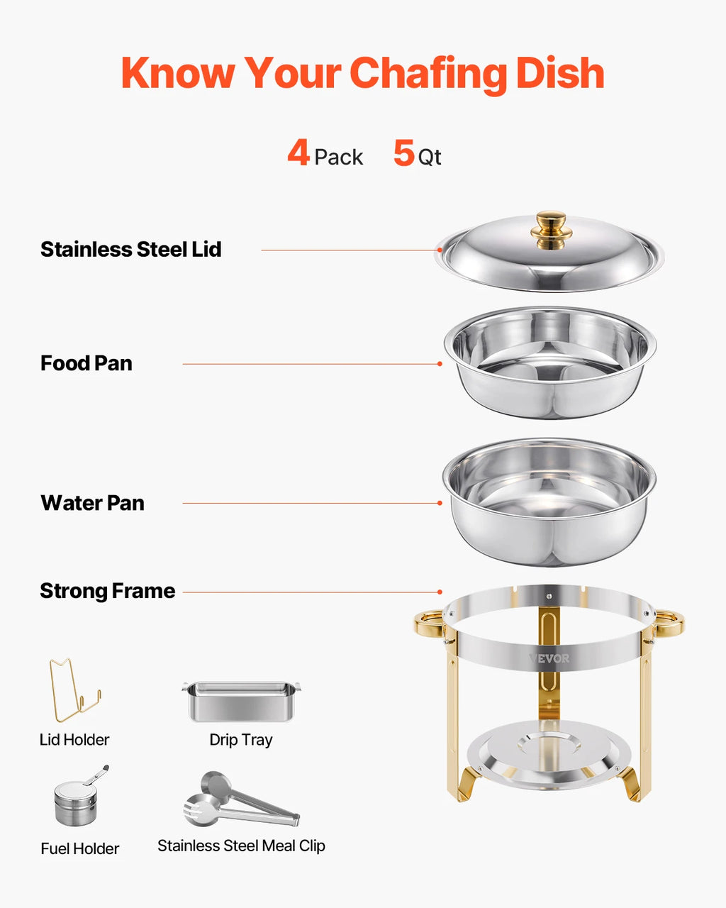 4 Pack Chafing Dish Buffet Set Stainless
