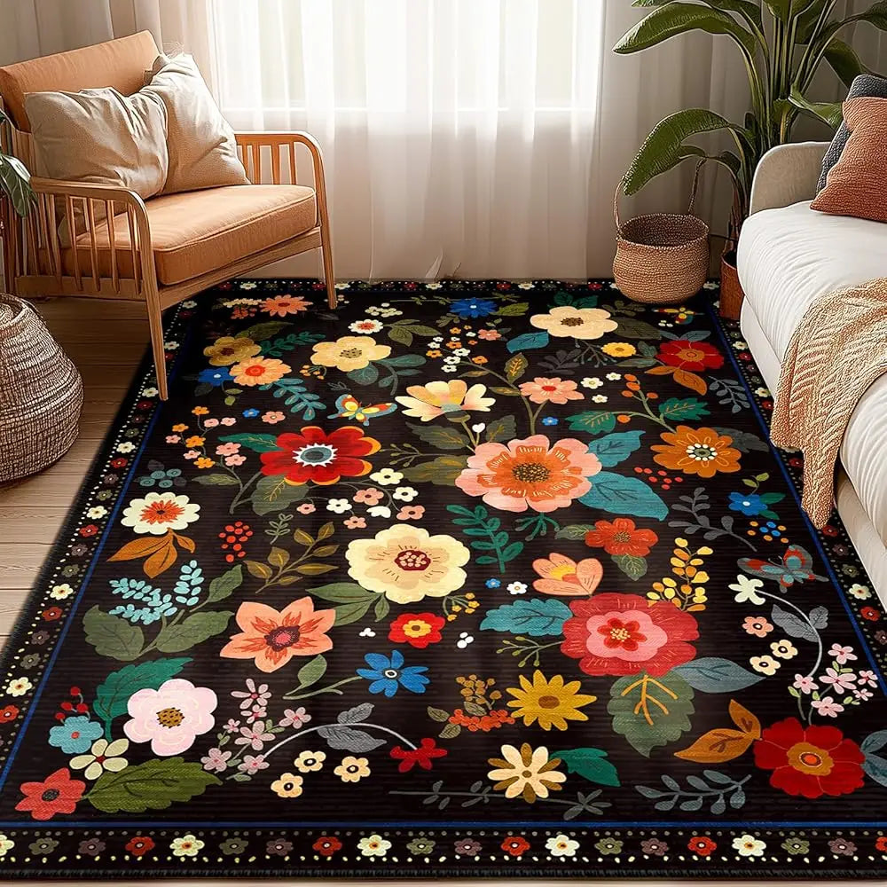 6X9 Floral Area Rug Washable