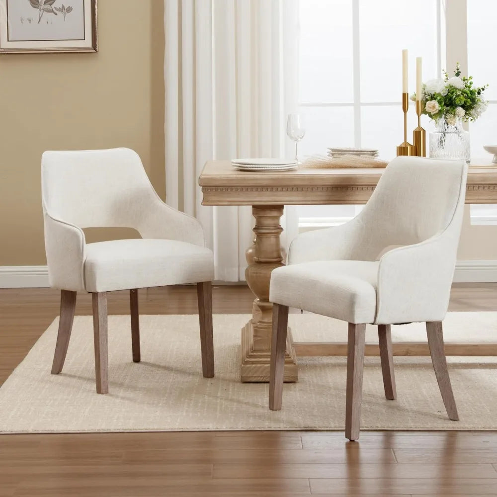 2 Linen Upholstered, Wood legs