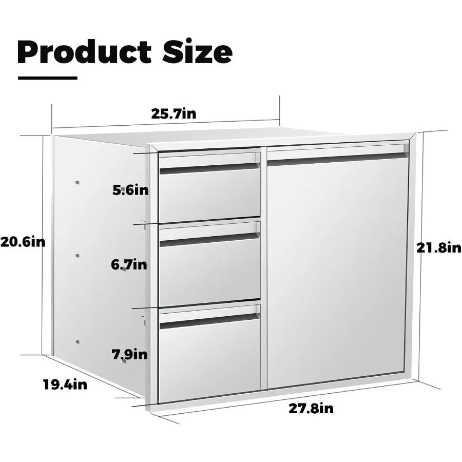 Indoor/Outdoor Tripel Drawer Combo Trash Drawer