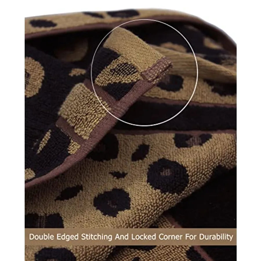 Leopard Cheetah Jacquard 2 Ea Bath/Hand/Washcloth